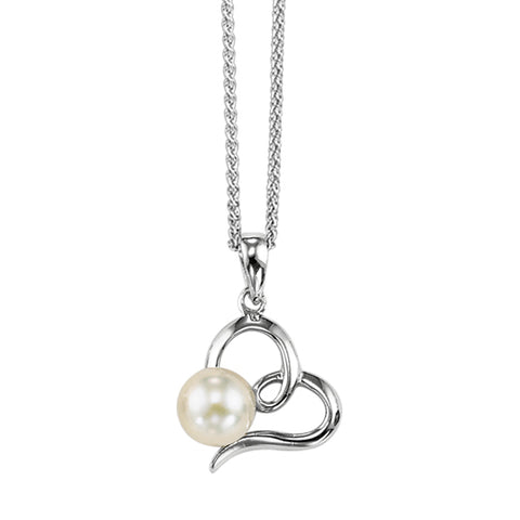 Sterling Silver Freshwater Pearl Heart Pendant