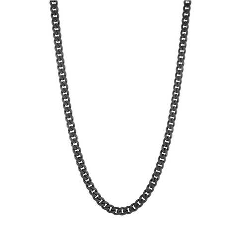 Italgem Black Matte Steel 4.6mm Curb Link Chain 22 Inches