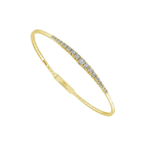 7/8 Ctw Flexible Diamond Bangle Bracelet in 14 Karat Yellow Gold