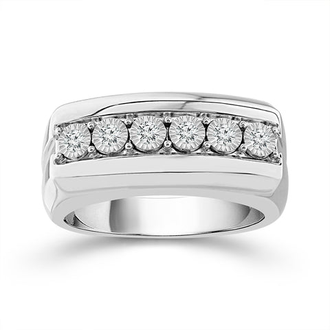 10 Karat White Gold 1/4 Carat Mens Diamond Wedding Band