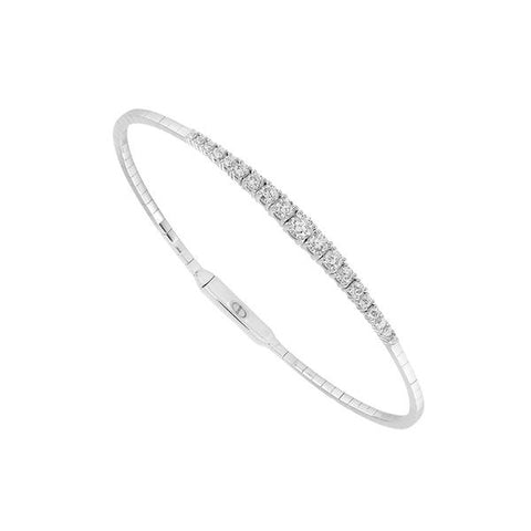 7/8 Ctw Flexible Diamond Bangle Bracelet in 14 Karat White Gold