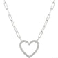 Heart Shape Diamond Paper Clip Necklace - 1/10 Carat