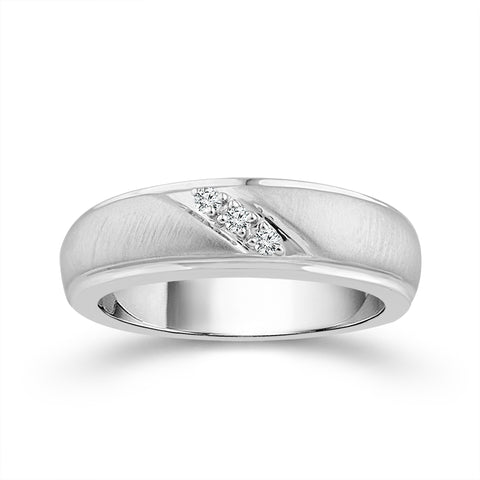 Sterling Silver 0.03 Ctw Mens Diamond Wedding Band