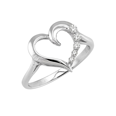 Silver Journey Heart Shape Diamond Ring