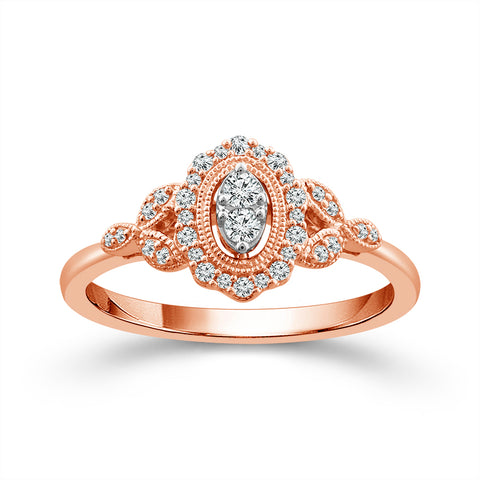 1/5 Ctw Diamond Promise Ring in 10k Rose Gold