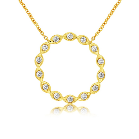 14 Karat Yellow Gold 1/4 Carat Diamond Circle Pendant