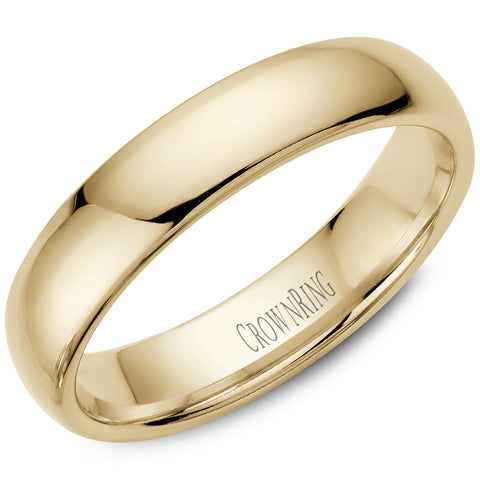 CrownRing 5mm Classic Domed Comfort Fit Wedding Band in 14 Karat Yellow Gold