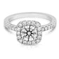 1 1/2 Ctw Round Diamond Cushion Halo Engagement Ring in White Gold