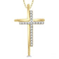 1/10 Ctw Double Cross Round Cut Diamond Pendant With Link Chain in 10K Yellow Gold