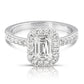 2.00 Ctw Emerald Halo Lab Grown Diamond Engagement Ring in 14 Karat White Gold