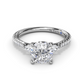 Fana Dynamic Cushion Cut Pear Side Stone Diamond Engagement Ring Setting in 14 Karat White Gold