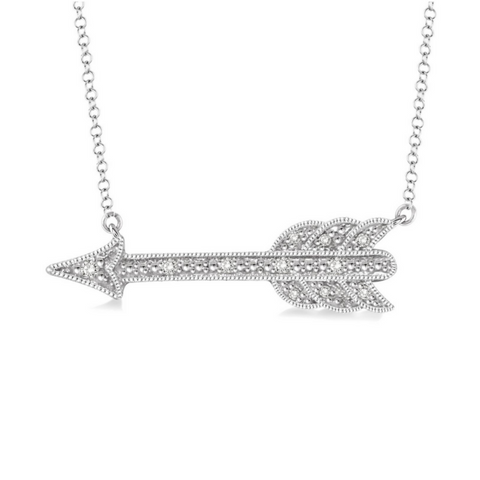 Sterling Silver 1/20 Carat Diamond Arrow Pendant