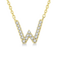 1/20 ctw Initial 'W' Round Cut Diamond Pendant With Chain in 10K Yellow Gold