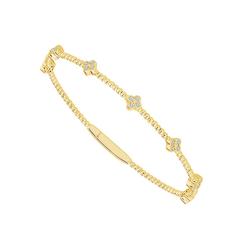 3/8 Ctw Flower Flexible Diamond Bangle Bracelet in Yellow Gold