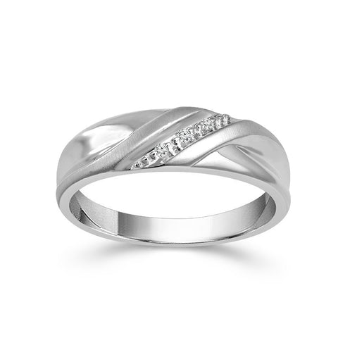 10k White Gold Round Diamond Men's Ring