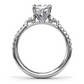 Fana Dynamic Cushion Cut Pear Side Stone Diamond Engagement Ring Setting in 14 Karat White Gold