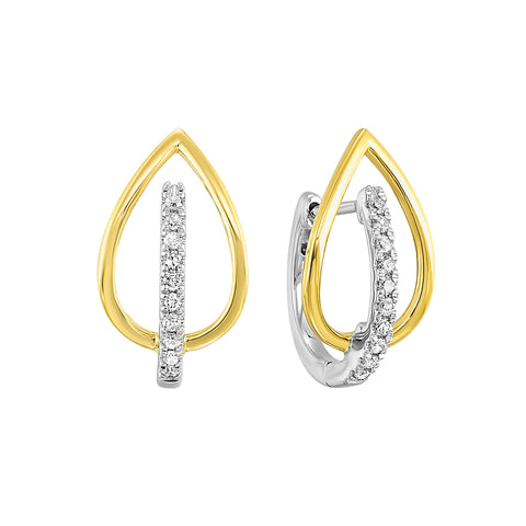 1/8 Ctw Diamond Earrings in 10 Karat Two Tone Gold