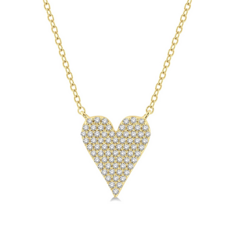 1/4 ctw Heart Charm Round Cut Diamond Fashion Necklace in 10K Yellow Gold