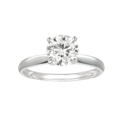 14 Karat White Gold 2 Carat Round Lab Grown Diamond Solitaire Engagement Ring