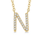 1/20 ctw Initial 'N' Round Cut Diamond Pendant With Chain in 10K Yellow Gold