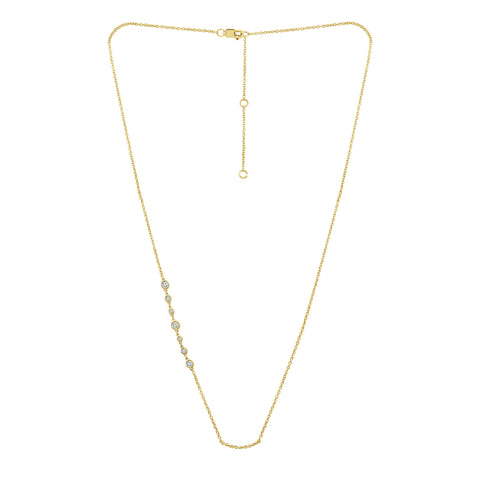 3/8 Ctw 7 Stone Diamond Station Necklace in Yellow Gold