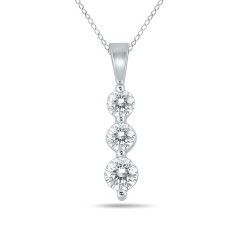 1/4 Ctw Three Stone Diamond Pendant in 14 Karat White Gold