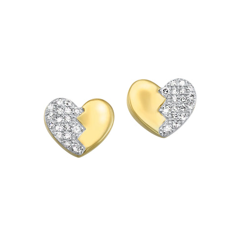 1/8 Ctw Diamond Heart Earrings in 10 Karat Yellow Gold