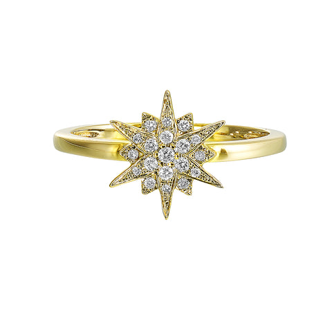 1/10 Ctw Diamond Star Ring in 14 Karat Yellow Gold