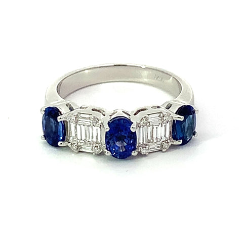 Sapphire and Diamond Ring in 14 Karat White Gold