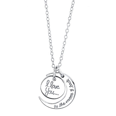 Sterling Silver "I Love You to the Moon & Back" Pendant Necklace