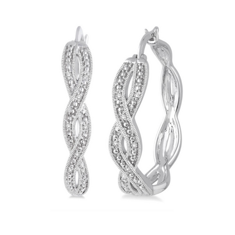 Sterling Silver 1/10 Carat Round Cut Diamond Infinity Earrings