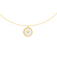 14 Karat Yellow Gold Glass Circle Diamond Heart Pendant