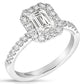 1 1/2 Ctw Emerald Halo Lab Grown Diamond Engagement Ring in 14 Karat White Gold