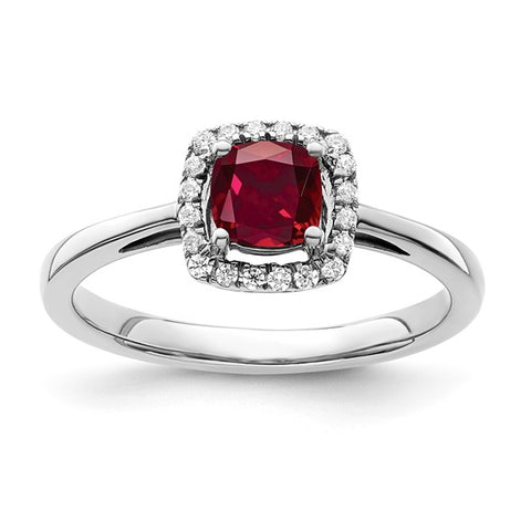 Created Ruby and Diamond Ring in 10 Karat White Gold