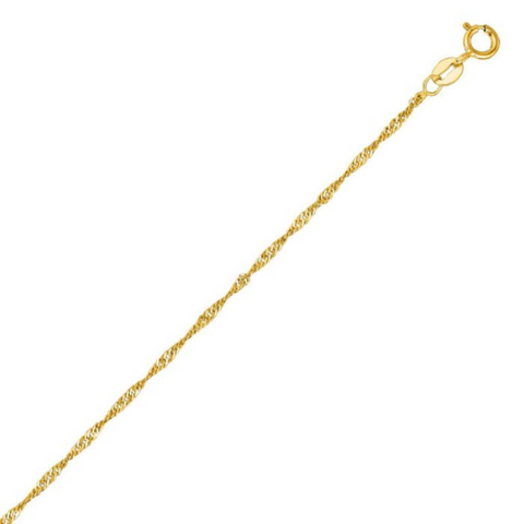 10 Karat Yellow Gold 18 Inch 1.3mm Singapore Chain