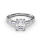 Fana Emerald Cut and Tapered Baguette Engagement Ring Setting in 14 Karat White Gold