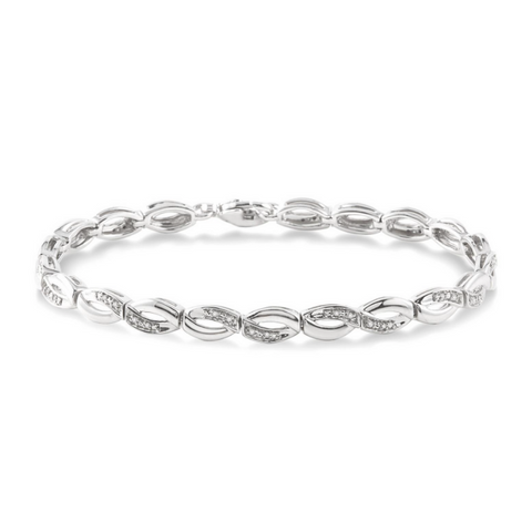 Sterling Silver 1/6ctw Figure 8 Diamond Bracelet