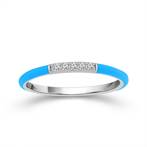 Diamond Turquoise Enamel Band in White Gold