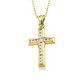 1/4 Ctw Round Cut Diamond Cross Pendant in 10K Yellow Gold with Chain