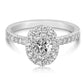 1 1/4 Ctw Oval Diamond Halo Engagement Ring in White Gold