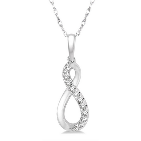 10k White Gold 1/10ctw Diamond Infinity Pendant