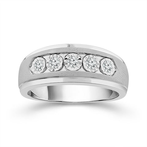 10 Karat White Gold 1/4 Carat Mens Diamond Ring