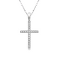 1/10 Ctw Cross Charm Round Cut Diamond Fashion Pendant in 10K White Gold With Chain