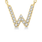 1/20 ctw Initial 'W' Round Cut Diamond Pendant With Chain in 10K Yellow Gold