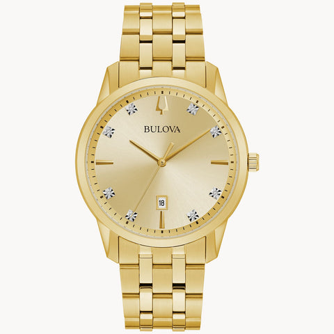 Bulova Champagne Dial Stainless Steel Bracelet Sutton Mens Watch 97D123