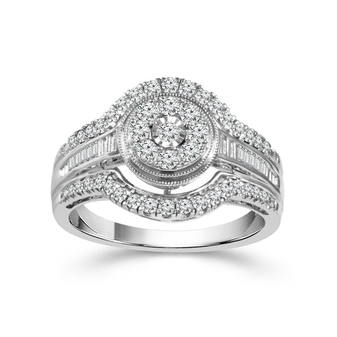 1/2 Ctw Multi Stone Diamond Engagement Ring in 10k White Gold