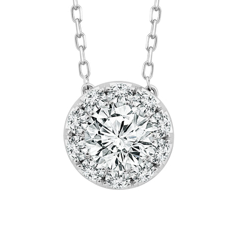 1 5/8 Ctw Round Lab Grown Diamond Halo Bloom Pendant