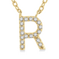 1/20 ctw Initial 'R' Round Cut Diamond Pendant With Chain in 10K Yellow Gold