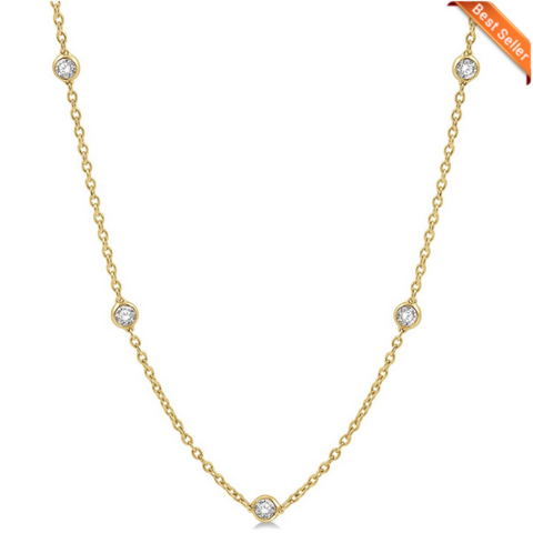 1 1/2 Ctw Round Cut Diamond Fashion Necklace in 14K Yellow Gold