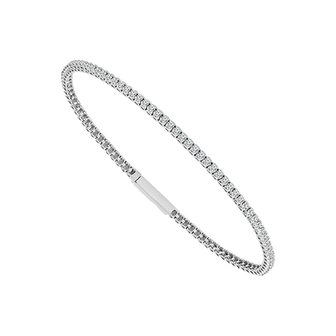 3/4 Ctw Flexible Diamond Bangle Bracelet in 14 Karat White Gold